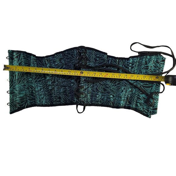 Emerald Green Peacock Pattern Corset - Picture 3 of 4